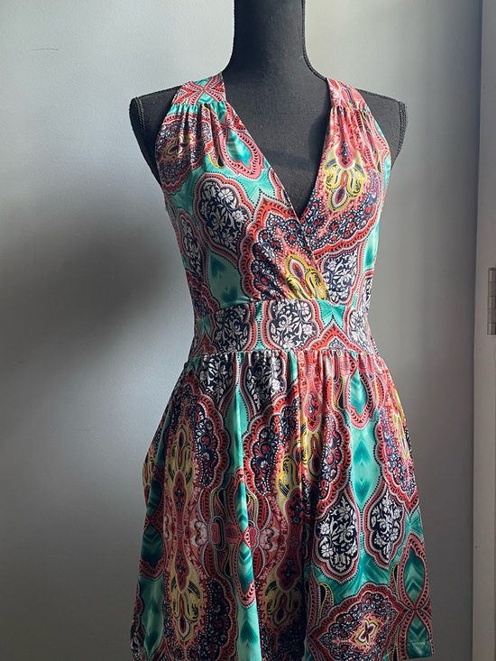 Vintage Pants - NWT Vintage Teal & Coral Paisley Halter Romper